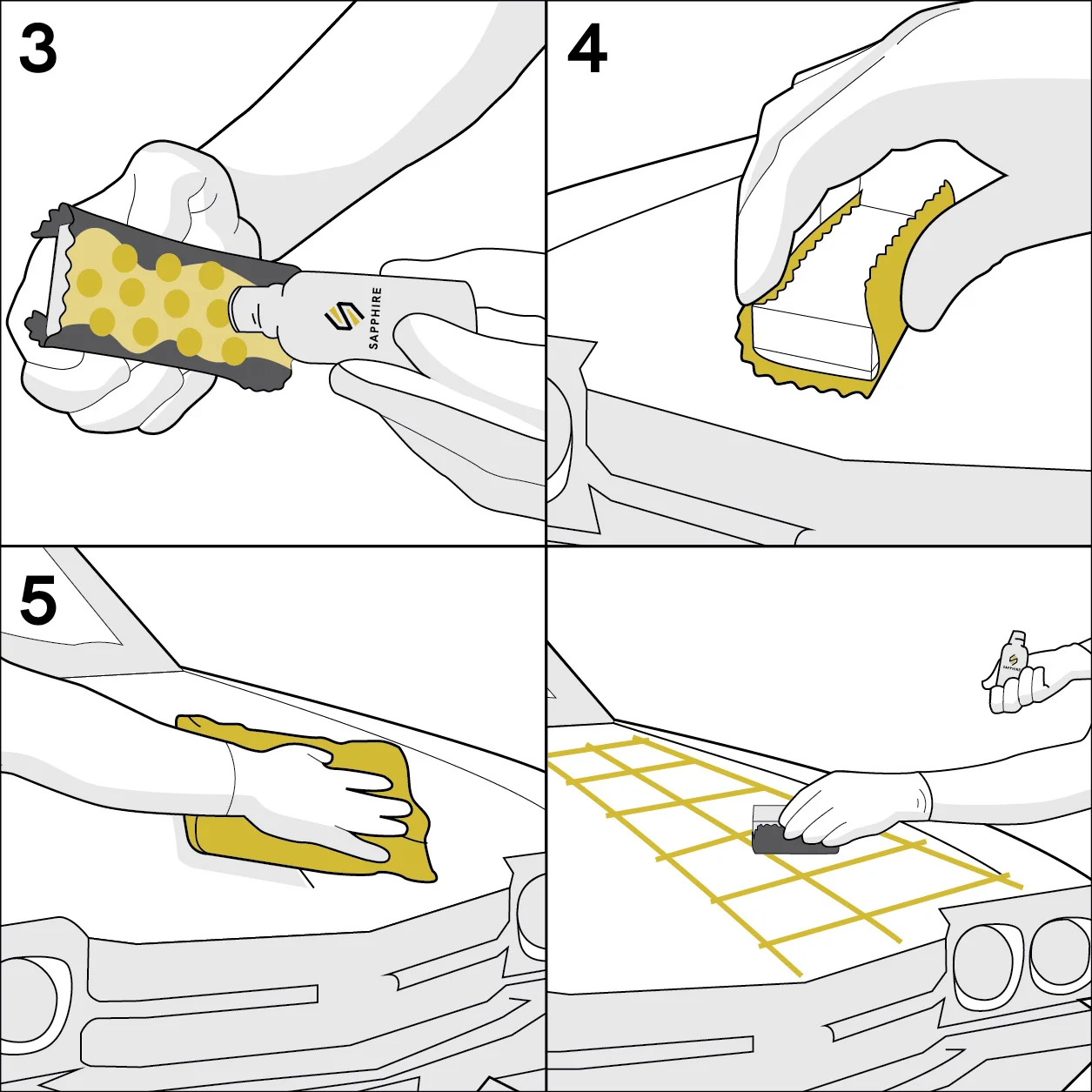 Ilustrasi Cara Aplikasi Sapphire Coating